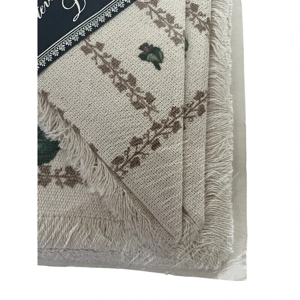 Vintage Stevens Linen Placemats Napkins Cup Towel Original Packaging Flowers